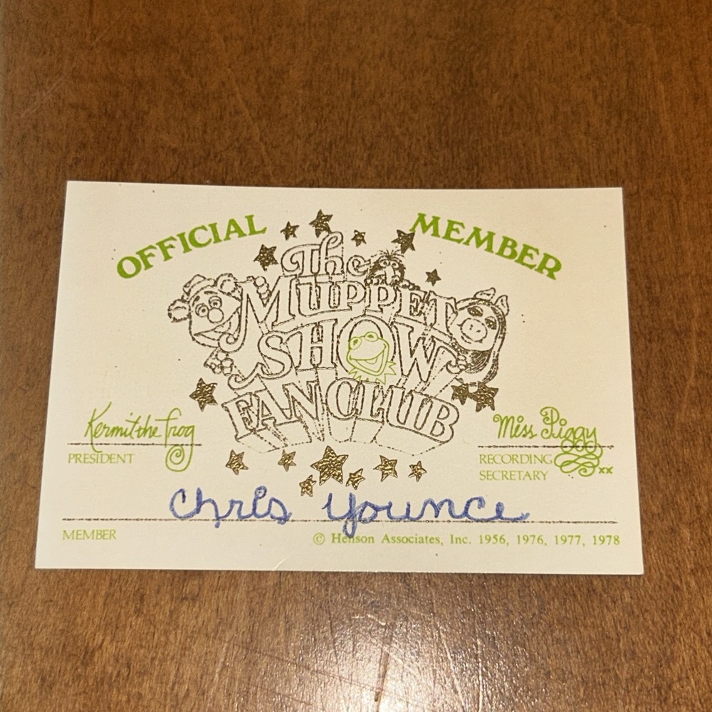 Muppet Show Fan Club Official Member Card Kermit The Frog President Vintage COOL